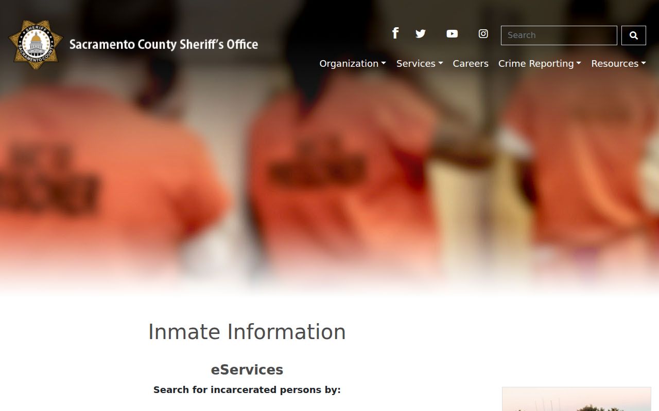 Sacramento County residents directory sheriff inmate information search