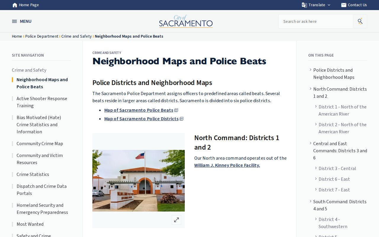 Sacramento County neighbors police district neighborhood maps