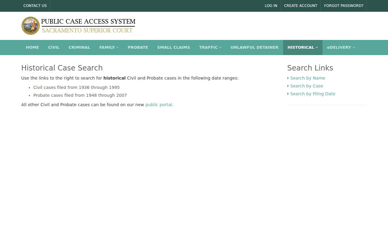 Sacramento County resident lookup historical court search
