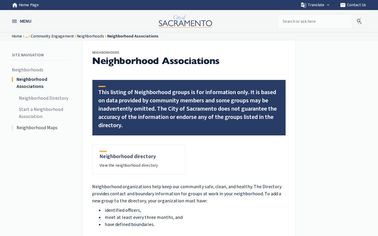 Sacramento County ZIP code directory neighborhood association boundaries